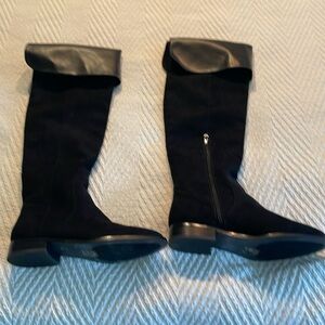 Women's J Crew tall black "suede" like boots.
